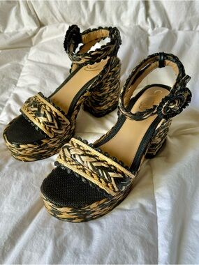 SAM EDELMAN ‘Iliana’ Ankle Strap Woven Platform Heels Size 8